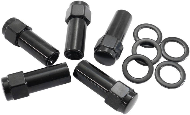 Aeroflow 1.380" Shank Closed Black Wheel Nuts - 1/2-20" (AF3022-9000) AF3022-9000
