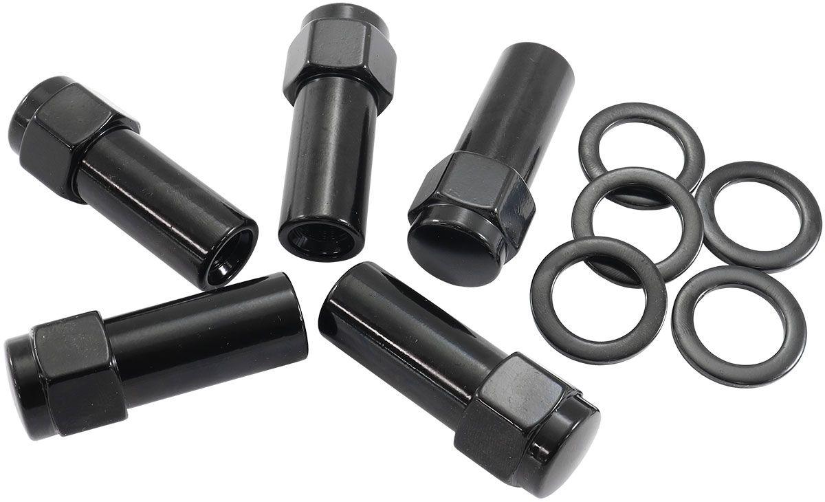 Aeroflow 1.380" Shank Closed Black Wheel Nuts - M12 x 1.25mm (AF3025-9000) AF3025-9000