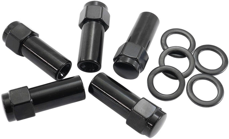 Aeroflow 1.380" Shank Closed Black Wheel Nuts - M12 x 1.50mm (AF3026-9000) AF3026-9000