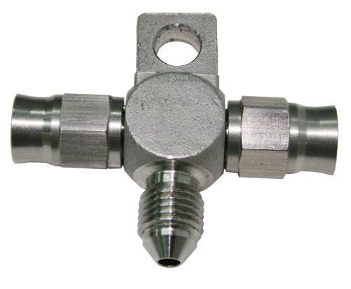 Aeroflow Stainless Steel Tee Block with Mount Tab -3AN (AF328-03-03)