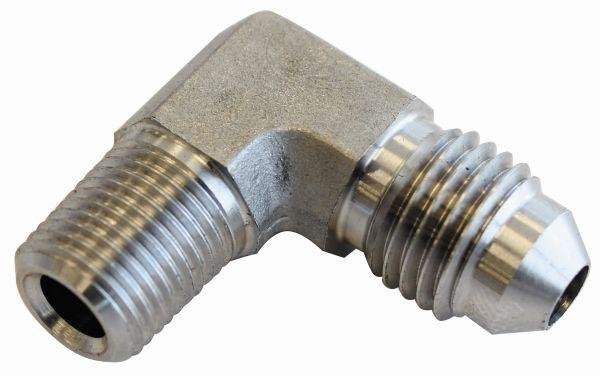Aeroflow Stainless Steel 90° NPT Male to AN Fitting (AF381-04-04) AF381-04-04