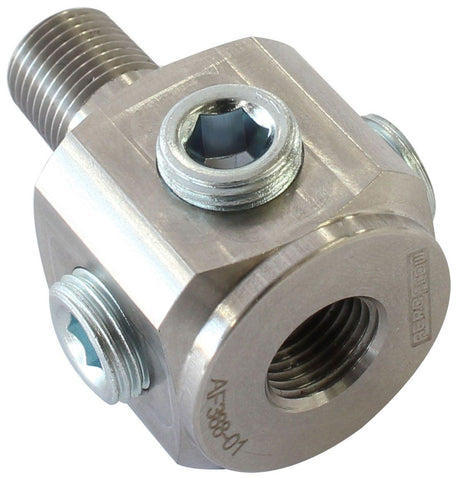 Aeroflow NPT To NPT Block Tee Stainless Steel Adapter (AF388-01) AF388-01