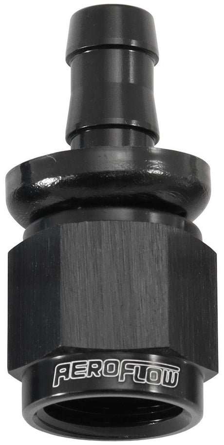Aeroflow 510 Series Full Flow Tight Radius Push Lock Straight Hose End -6AN To 5/16" (8mm) Barb (AF401-06-05BLK) AF401-06-05BLK