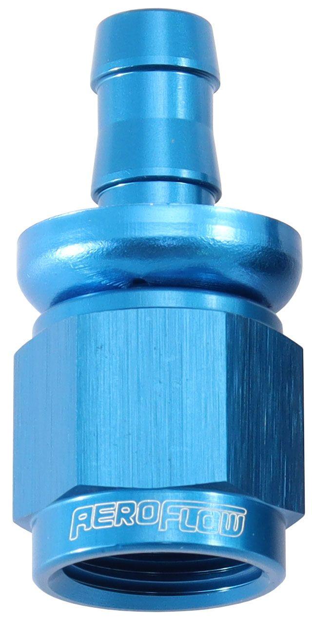 Aeroflow 510 Series Full Flow Tight Radius Push Lock Straight Hose End -6AN To 5/16" (8mm) Barb (AF401-06-05) AF401-06-05