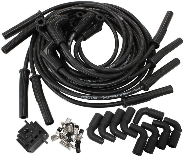 Aeroflow Xpro Universal 8.5mm V8 Ignition Lead Set with 90° Coil Boots - Black (AF4030-32139) AF4030-32139