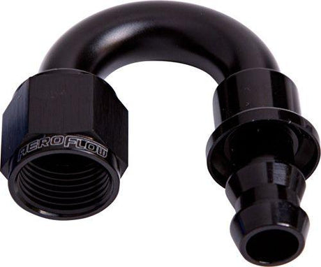 Aeroflow 400 Series Push Lock 180° Hose End -8AN (AF406-08BLK) AF406-08BLK