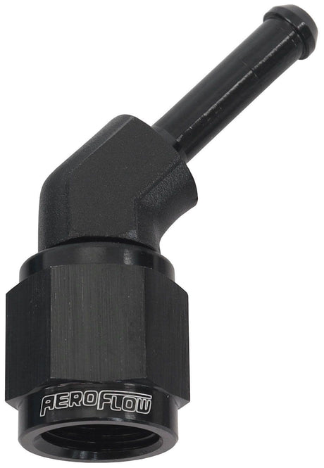 Aeroflow 45° Hose Barb 3/16" to -4AN (AF412-04BLK) AF412-04BLK