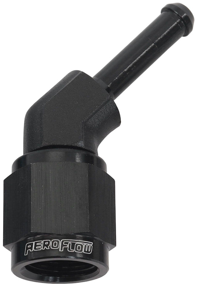 Aeroflow 45° Hose Barb 3/16" to -4AN (AF412-04BLK) AF412-04BLK