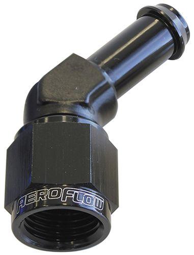 Aeroflow 45° Hose Barb 3/8" to -6AN (AF412-06BLK) AF412-06BLK