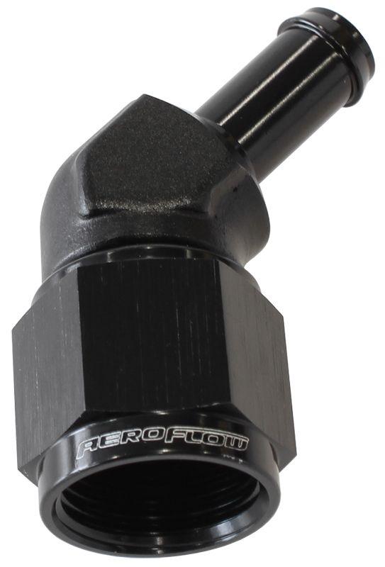 Aeroflow 45° Hose Barb 3/8" to -8AN (AF412-08-06BLK) AF412-08-06BLK