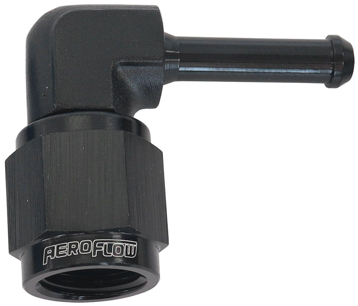 Aeroflow 90° Hose Barb 3/16" to -4AN (AF413-04BLK) AF413-04BLK