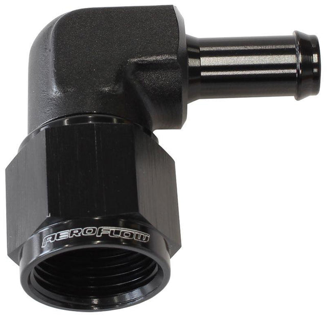 Aeroflow 90° Hose Barb 3/8" to -8AN (AF413-08-06BLK) AF413-08-06BLK