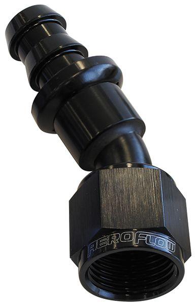 Aeroflow 400 Series Push Lock 30° Hose End -8AN (AF417-08BLK) AF417-08BLK