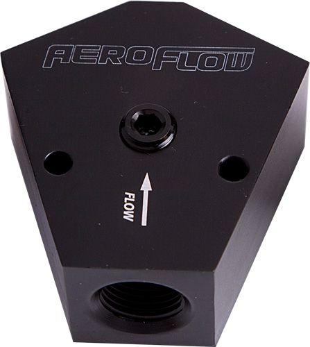 Aeroflow Billet Y-Block with 1/8" NPT Port (AF451-10-08BLK) AF451-10-08BLK