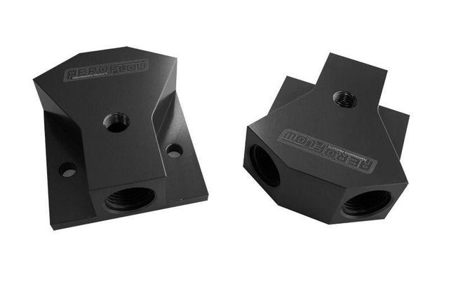 Aeroflow Billet Y-Block with 1/8" NPT Port (AF453-10-08BLK) AF453-10-08BLK