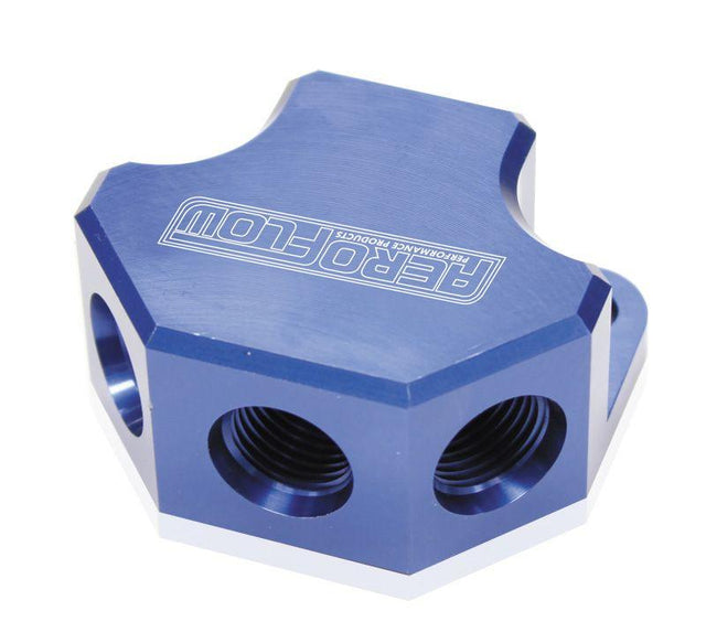 Aeroflow Billet 4 Port ORB Y-Block (AF454-10-08) AF454-10-08