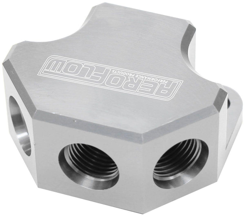 Aeroflow Billet 4 Port ORB Y-Block (AF454-10-08S) AF454-10-08S