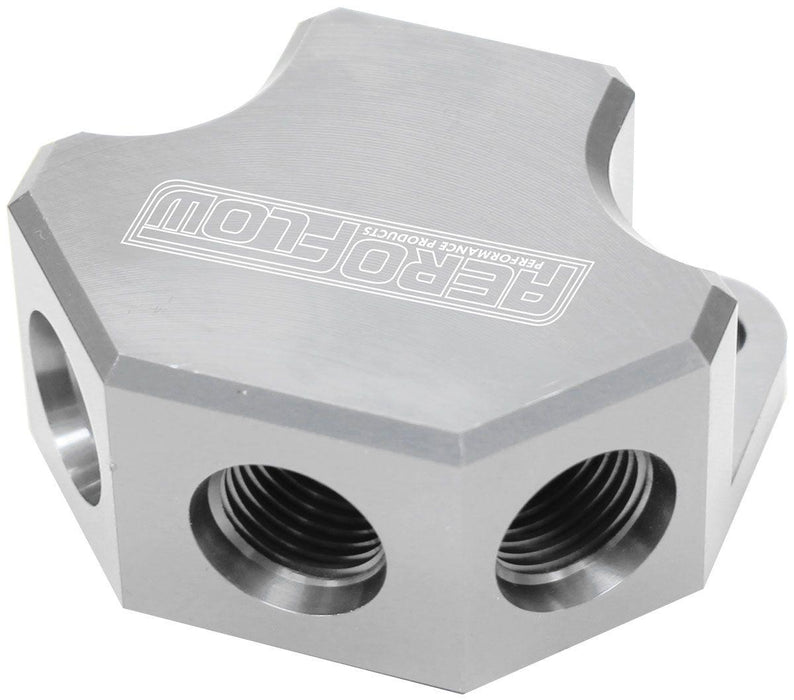 Aeroflow Billet 4 Port ORB Y-Block (AF454-10-08S)