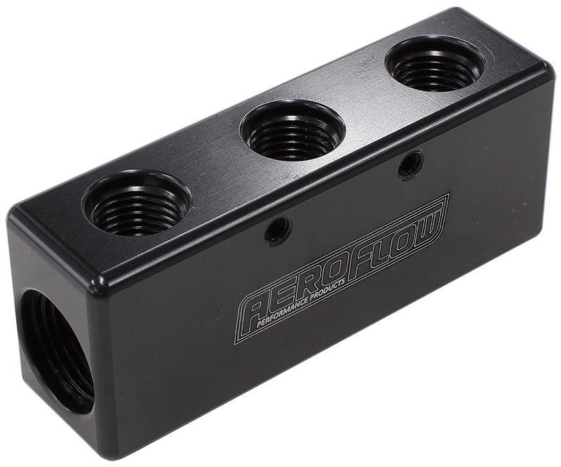 Aeroflow Billet 5 Port Fuel Log 3 x -6AN, 2 x -8AN (AF456-08-06BLK)