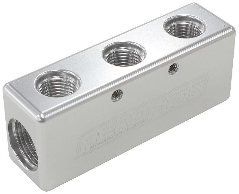 Aeroflow Billet 5 Port Fuel Log 3 x -6AN, 2 x -8AN (AF456-08-06S) AF456-08-06S