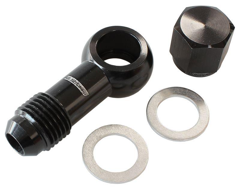 Aeroflow 90° Fuel Pump Banjo Kit - Black (AF49-1034BLK) AF49-1034BLK