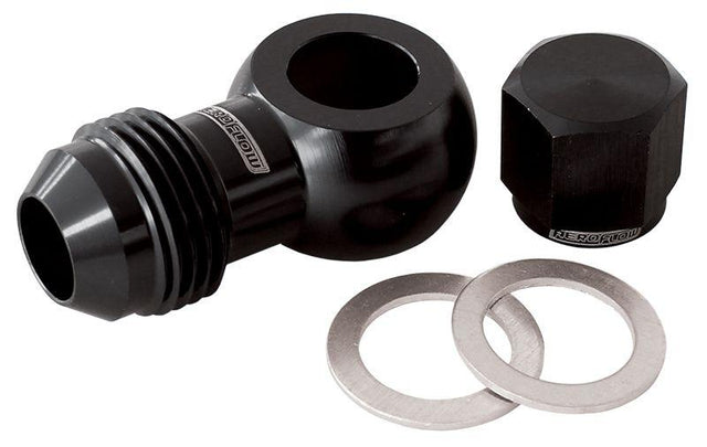 Aeroflow 90° Fuel Pump Banjo Kit - Black (AF49-1035BLK) AF49-1035BLK