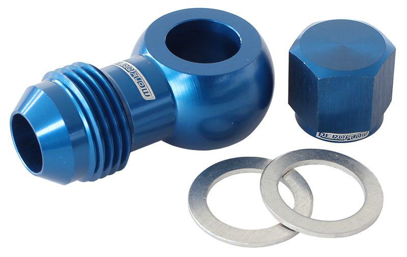 Aeroflow 90° Fuel Pump Banjo Kit - Blue (AF49-1035)