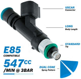 Aeroflow Bosch Motorsport 547cc EV14 Long USCAR Fuel Injector (AF49-1901)
