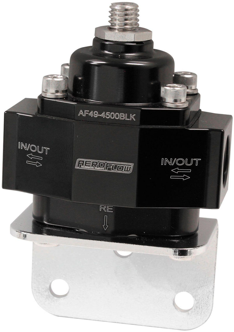 Aeroflow Billet Bypass Fuel Pressure Regulator 4.5-9psi Adjustable (AF49-4500BLK) AF49-4500BLK