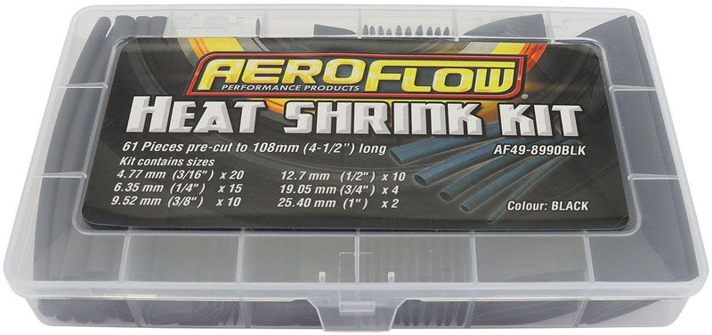 Aeroflow Black Heat Shrink 61 Piece Kit (AF49-8990BLK) AF49-8990BLK
