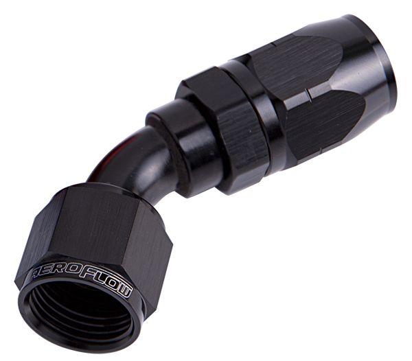 Aeroflow 500 Series Cutter Swivel 45° Hose End -4AN (AF502-04BLK)