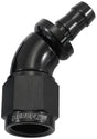Aeroflow 510 Series Full Flow Tight Radius Push Lock 45° Hose End -6AN To 5/16" (8mm) Barb (AF512-06-05BLK) AF512-06-05BLK