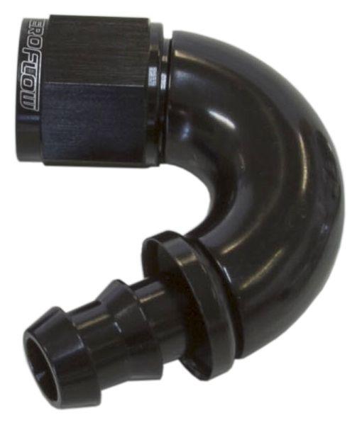 Aeroflow 510 Series Full Flow Tight Radius Push Lock 150° Hose End -6AN (AF515-06BLK)