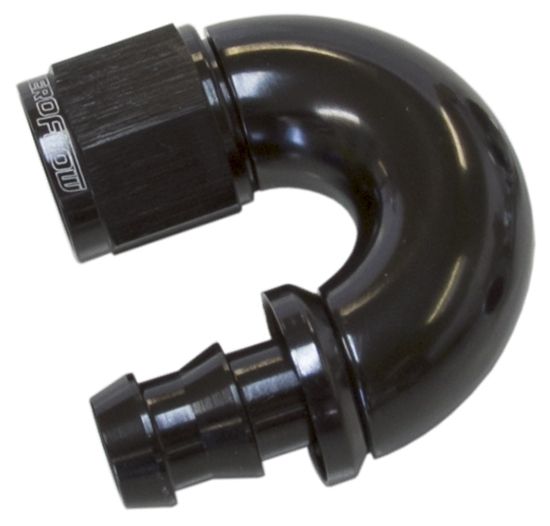 Aeroflow 510 Series Full Flow Tight Radius Push Lock 180° Hose End -4AN (AF516-04BLK)