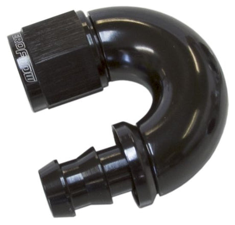 Aeroflow 510 Series Full Flow Tight Radius Push Lock 180° Hose End -4AN (AF516-04BLK)