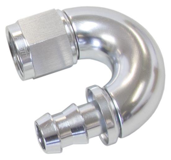 Aeroflow 510 Series Full Flow Tight Radius Push Lock 180° Hose End -8AN (AF516-08S) AF516-08S
