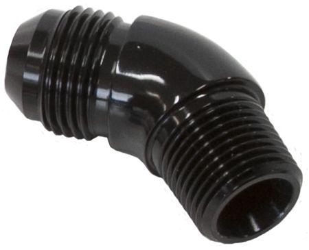 Aeroflow 45° NPT to AN Full Flow Adapter 1/2" to -10AN (AF523-10BLK) AF523-10BLK