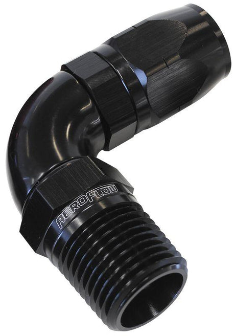 Aeroflow 90° Male NPT Full Flow Swivel Hose End 1/4" to -6AN (AF529-06-04BLK) AF529-06-04BLK