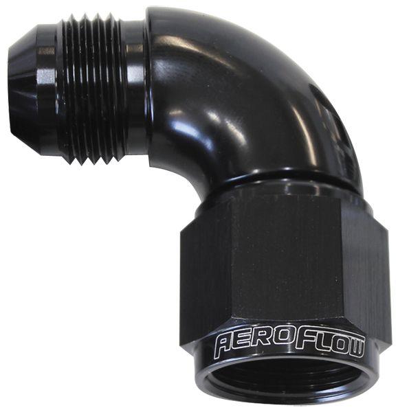 Aeroflow 90° Full Flow Female/Male Flare Swivel -3AN (AF543-03BLK)