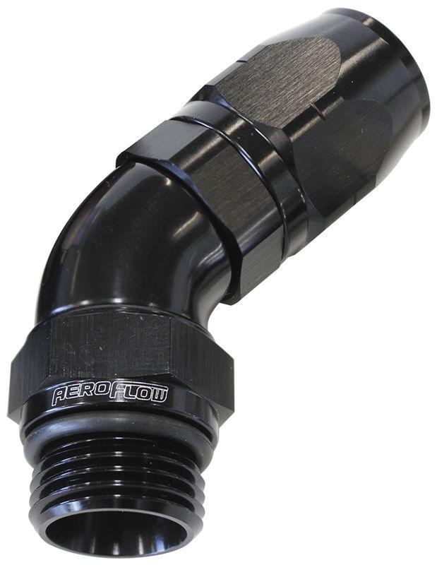 Aeroflow 45° Male ORB Full Flow Swivel Hose End -4 ORB to -6AN (AF544-06-04BLK) AF544-06-04BLK