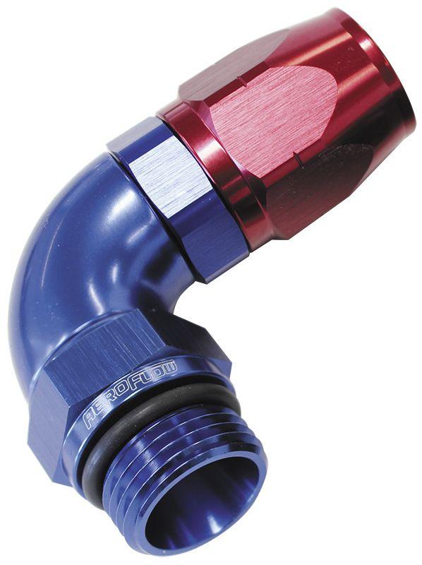 Aeroflow 90° Male ORB Full Flow Swivel Hose End -8 ORB to -6AN (AF549-06-08) AF549-06-08