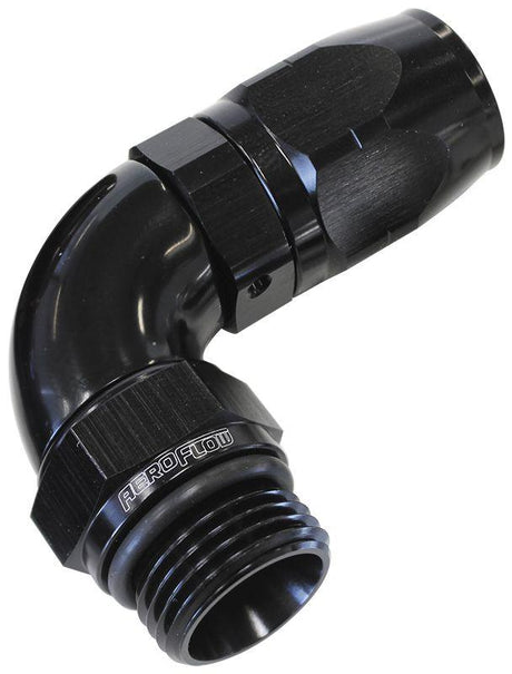 Aeroflow 90° Male ORB Full Flow Swivel Hose End -8 ORB to -6AN (AF549-06-08BLK) AF549-06-08BLK