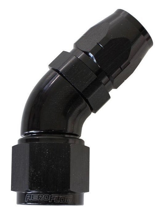 Aeroflow 550 Series Cutter Style One Piece Swivel 45° Stepped Hose End -8AN to -6 Hose (AF552-06-08BLK)