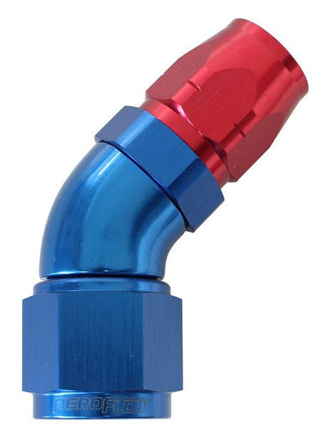Aeroflow 550 Series Cutter Style One Piece Swivel 45° Stepped Hose End -6AN to -8 Hose (AF552-08-06) AF552-08-06