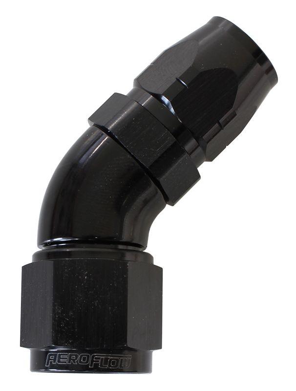 Aeroflow 550 Series Cutter Style One Piece Swivel 45° Stepped Hose End -6AN to -8 Hose (AF552-08-06BLK) AF552-08-06BLK