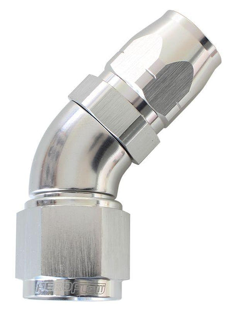 Aeroflow 550 Series Cutter Style One Piece Swivel 45° Stepped Hose End -6AN to -8 Hose (AF552-08-06S) AF552-08-06S