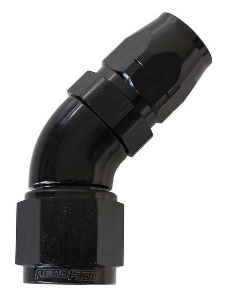 Aeroflow 550 Series Cutter Style One Piece Swivel 45° Stepped Hose End -10AN to -8 Hose (AF552-08-10BLK) AF552-08-10BLK