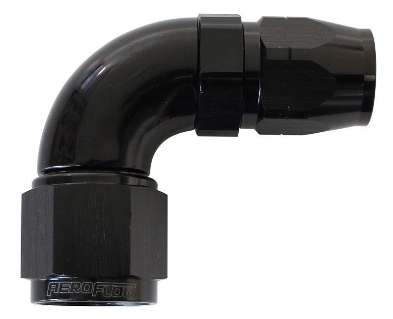 Aeroflow 550 Series Cutter Style One Piece Swivel 90° Stepped Hose End -6AN to -8 Hose (AF553-08-06BLK)