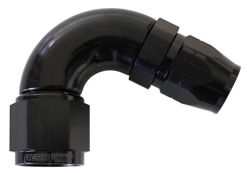 Aeroflow 550 Series Cutter Style One Piece Swivel 120° Stepped Hose End -8AN to -6 Hose (AF554-06-08BLK)
