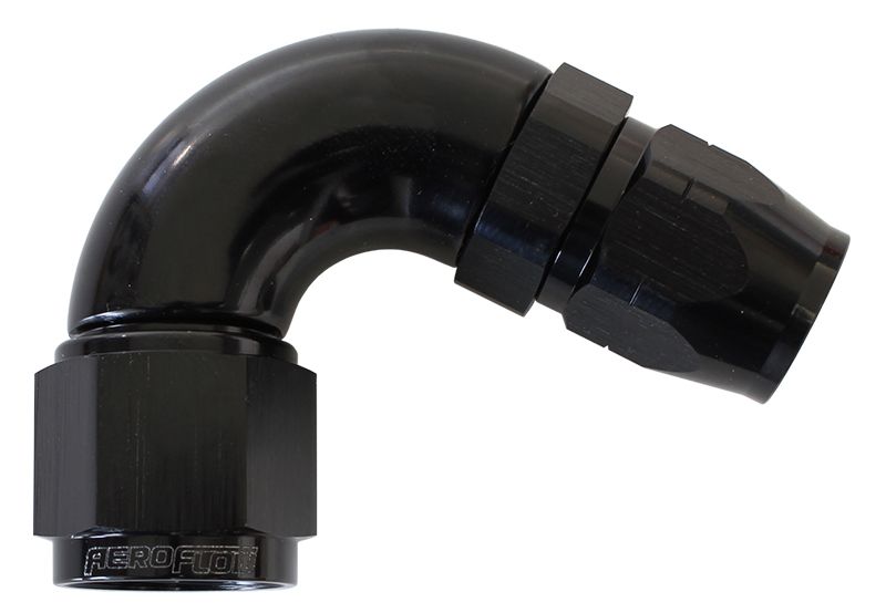 Aeroflow 550 Series Cutter Style One Piece Swivel 120° Stepped Hose End -16AN to -12 Hose (AF554-12-16BLK)